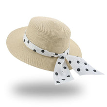 Load image into Gallery viewer, Elegant Adult Bucket Hat Beach Summer Straw Hats for Women Beach Sun Straw Hat Wide Luxury Comfortable Hat Flat Top Ribbon Bowknot Elegant Luxury Women Summer Hat 56-58cm