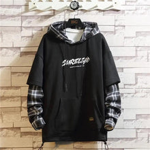 Load image into Gallery viewer, Elegant Autumn Spring Black Hoodies Men's Sweatshirts Punk Streetwear Casual Pullover Fleece Hoodie Men Contrast Color Design Pullover Long Sleeve Hoodie