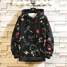 Load image into Gallery viewer, Elegant Autumn Spring Black Hoodies Men's Sweatshirts Punk Streetwear Casual Pullover Fleece Hoodie Men Contrast Color Design Pullover Long Sleeve Hoodie