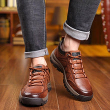 Load image into Gallery viewer, Elegant Black Leather Mens Business Boots Platform Winter Sneakers Without Lace Safety Shoe Quick-Drying Tactical Shoe Comfortable Sneaker Hiker Lightweight Ankle Motorcycle Mountain Running Short Boot