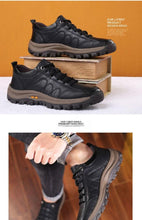 Load image into Gallery viewer, Elegant Black Leather Mens Business Boots Platform Winter Sneakers Without Lace Safety Shoe Quick-Drying Tactical Shoe Comfortable Sneaker Hiker Lightweight Ankle Motorcycle Mountain Running Short Boot