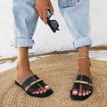 Load image into Gallery viewer, Elegant Black Women Chain Flip Flops Luxury Design Sandal Women Outdoor Slippers Casual Style Sandals