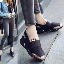 Load image into Gallery viewer, Elegant Black Women Slip-On Casual Thicken Sneakers Soft Soled Slip On Walking Shoes Lightweight Casual Running Sneakers Flats Casual Walking Espadrilles For Women