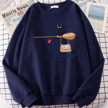 Load image into Gallery viewer, Elegant Cute Cat Print Sweatshirts Women Casual Crewneck Sportswear Fleece Warm Fleece Sweatshirt Loose Autumn Clothes Casual Women's Printed Hooded Sweatshirt Loose Tunic Blouse Top Utility Pockets Ladies Sweatshirts