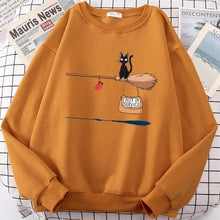 Load image into Gallery viewer, Elegant Cute Cat Print Sweatshirts Women Casual Crewneck Sportswear Fleece Warm Fleece Sweatshirt Loose Autumn Clothes Casual Women's Printed Hooded Sweatshirt Loose Tunic Blouse Top Utility Pockets Ladies Sweatshirts