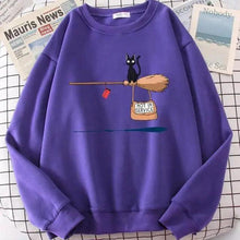 Load image into Gallery viewer, Elegant Cute Cat Print Sweatshirts Women Casual Crewneck Sportswear Fleece Warm Fleece Sweatshirt Loose Autumn Clothes Casual Women's Printed Hooded Sweatshirt Loose Tunic Blouse Top Utility Pockets Ladies Sweatshirts