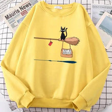 Load image into Gallery viewer, Elegant Cute Cat Print Sweatshirts Women Casual Crewneck Sportswear Fleece Warm Fleece Sweatshirt Loose Autumn Clothes Casual Women's Printed Hooded Sweatshirt Loose Tunic Blouse Top Utility Pockets Ladies Sweatshirts