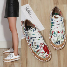 Load image into Gallery viewer, Elegant Floral Womens Sneakers Printed Lace Up Flat Shoes Fashion Round Toe Shoes Women Casual Sneakers Comfortable Tennis Shoes For Walking