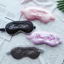 Load image into Gallery viewer, Elegant Good Night Soft Eye Masks Cute Design Eye Cover Sleeping Blindfold Women Eye Cover Full Night's Sleep Travel Portable Lightweight Eye Mask