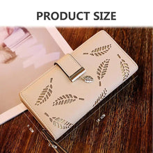 Load image into Gallery viewer, Elegant Leaf Zipper PU Leather Women Wallet Retro Card Holder Modern Design Wallet Excellent Gift