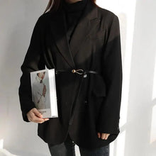 Load image into Gallery viewer, Elegant Leather Adjustable Thin Belt For Women Unique Black Design Ladies Belt High Quality Charming Waistbands For Dress