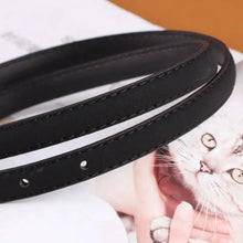 Load image into Gallery viewer, Elegant Leather Adjustable Thin Belt For Women Unique Black Design Ladies Belt High Quality Charming Waistbands For Dress