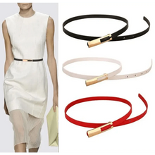 Load image into Gallery viewer, Elegant Leather Adjustable Thin Belt For Women Unique Black Design Ladies Belt High Quality Charming Waistbands For Dress