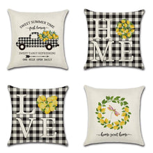 Load image into Gallery viewer, Elegant Linen Cushion Cover Black White Plaid Flower Pillow Case Throw Pillow Covers Waterproof Summer Outdoor Pillow Covers Home Summer Pillow Covers Home Decorative Pillows Cover For Sofa 45x45CM