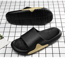 Load image into Gallery viewer, Elegant Men Black Soft Slides Light-Weight Anti-Slip Home Slippers Summer Anti-Odor House Shoes Unisex Shower Bathroom Slipper EVA Massage Foam Super Soft Non-Slip Slippers