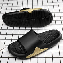Load image into Gallery viewer, Elegant Men Black Soft Slides Light-Weight Anti-Slip Home Slippers Summer Anti-Odor House Shoes Unisex Shower Bathroom Slipper EVA Massage Foam Super Soft Non-Slip Slippers