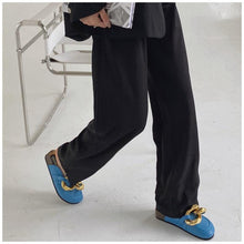 Load image into Gallery viewer, Elegant Metal Chain Design Women Slipper Closed Toe Slip On Shoes Round Toe Low Heels Casual Slides Shoes Flats Loafer Gold Chain Casual Shoes Slip On Women's Slide Sandals Slipers