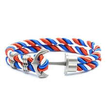 Load image into Gallery viewer, Elegant Modern Handmade Stainless Steel Men Anchor Bracelet made of Nylon in Navy Blue Color For Man