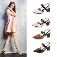 Load image into Gallery viewer, Elegant Office Sandals Women's Summer New Pointy Sandals Fashion Woman Shoes Low Flats Shoes Mules Slip On Closed Toe Low Heels Sandal Cute Shoes