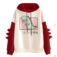 Load image into Gallery viewer, Elegant Oversized Hoodies Women Fashion Splice Dinosaur Print Sweatshirt Tops Casual Long Sleeve Clothes casualSpring Autumn Long Sleeve Dinosaur Sweatshirt Cartoon Design Cute Hoodies for Teens Girls