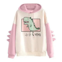 Load image into Gallery viewer, Elegant Oversized Hoodies Women Fashion Splice Dinosaur Print Sweatshirt Tops Casual Long Sleeve Clothes casualSpring Autumn Long Sleeve Dinosaur Sweatshirt Cartoon Design Cute Hoodies for Teens Girls