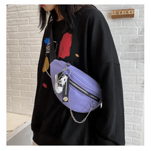 Load image into Gallery viewer, Elegant Purple Ladies Chain Waist Bag Canvas Fanny Pack Luxury Outdoor Chest Bag Phone Purse For Everyday Use