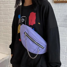 Load image into Gallery viewer, Elegant Purple Ladies Chain Waist Bag Canvas Fanny Pack Luxury Outdoor Chest Bag Phone Purse For Everyday Use