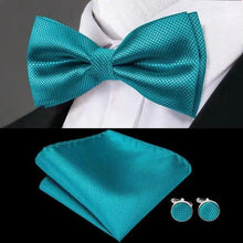 Load image into Gallery viewer, Elegant Silk Butterfly Business Bow Tie Pocket Square Cufflinks Set For Men Formal Wedding Bowtie Set For Office