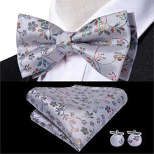 Load image into Gallery viewer, Elegant Silk Butterfly Business Bow Tie Pocket Square Cufflinks Set For Men Formal Wedding Bowtie Set For Office