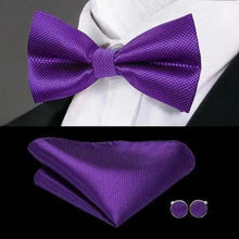 Load image into Gallery viewer, Elegant Silk Butterfly Business Bow Tie Pocket Square Cufflinks Set For Men Formal Wedding Bowtie Set For Office
