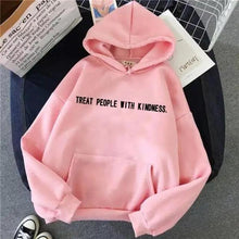 Load image into Gallery viewer, Elegant Spring Casual Treat People With Kindness Women/Men Vintage Casual Casual Hoodies with Pockets Letter Print Design and Cute Print Drawstring Hoodies For Men Women Comfortable Unisex Hoodies