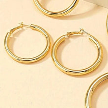Load image into Gallery viewer, Elegant, Trendy and Shiny Gold Hoop Earrings