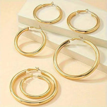 Load image into Gallery viewer, Elegant, Trendy and Shiny Gold Hoop Earrings