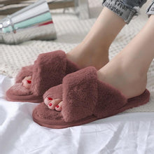 Load image into Gallery viewer, Elegant Warm Fluffy Slippers Women Faux Fur Indoor Floor Slides Flat Soft Furry Shoes Non Slip House Soft Plush Cozy House Shoes Furry Open Toe Indoor Outdoor Slip On Warm Winter Shoes