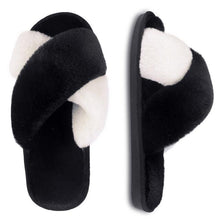 Load image into Gallery viewer, Elegant Warm Fluffy Slippers Women Faux Fur Indoor Floor Slides Flat Soft Furry Shoes Non Slip House Soft Plush Cozy House Shoes Furry Open Toe Indoor Outdoor Slip On Warm Winter Shoes