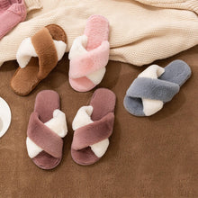 Load image into Gallery viewer, Elegant Warm Fluffy Slippers Women Faux Fur Indoor Floor Slides Flat Soft Furry Shoes Non Slip House Soft Plush Cozy House Shoes Furry Open Toe Indoor Outdoor Slip On Warm Winter Shoes