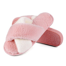 Load image into Gallery viewer, Elegant Warm Fluffy Slippers Women Faux Fur Indoor Floor Slides Flat Soft Furry Shoes Non Slip House Soft Plush Cozy House Shoes Furry Open Toe Indoor Outdoor Slip On Warm Winter Shoes