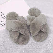 Load image into Gallery viewer, Elegant Warm Fluffy Slippers Women Faux Fur Indoor Floor Slides Flat Soft Furry Shoes Non Slip House Soft Plush Cozy House Shoes Furry Open Toe Indoor Outdoor Slip On Warm Winter Shoes
