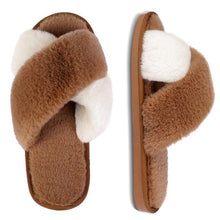 Load image into Gallery viewer, Elegant Warm Fluffy Slippers Women Faux Fur Indoor Floor Slides Flat Soft Furry Shoes Non Slip House Soft Plush Cozy House Shoes Furry Open Toe Indoor Outdoor Slip On Warm Winter Shoes