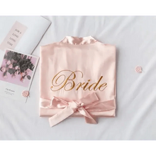 Load image into Gallery viewer, Elegant Wedding Bride Robe Lightweight Short Silk Sleepwear Women Indoor Bathrobes