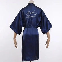 Load image into Gallery viewer, Elegant Wedding Bride Robe Lightweight Short Silk Sleepwear Women Indoor Bathrobes