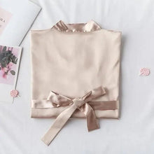 Load image into Gallery viewer, Elegant Wedding Bride Robe Lightweight Short Silk Sleepwear Women Indoor Bathrobes