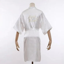 Load image into Gallery viewer, Elegant Wedding Bride Robe Lightweight Short Silk Sleepwear Women Indoor Bathrobes