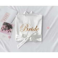 Load image into Gallery viewer, Elegant Wedding Bride Robe Lightweight Short Silk Sleepwear Women Indoor Bathrobes