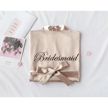 Load image into Gallery viewer, Elegant Wedding Bride Robe Lightweight Short Silk Sleepwear Women Indoor Bathrobes