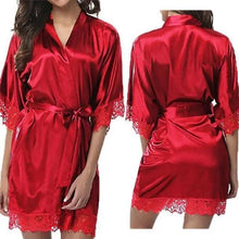 Load image into Gallery viewer, Elegant White Design Silk Short Women Bathrobe Classic Soft And Comfortable Women's Style Sleepwear Indoor Bathrobe