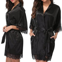 Load image into Gallery viewer, Elegant White Design Silk Short Women Bathrobe Classic Soft And Comfortable Women's Style Sleepwear Indoor Bathrobe