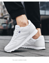 Load image into Gallery viewer, Elegant White Leather Mans Womens Sneakers Summer Lace-Up Trainers Gym Tennis Running Breathable High Quality Sport Women Mesh Wokrout Casual Slip On Flats Sneakers