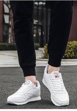 Load image into Gallery viewer, Elegant White Leather Mans Womens Sneakers Summer Lace-Up Trainers Gym Tennis Running Breathable High Quality Sport Women Mesh Wokrout Casual Slip On Flats Sneakers