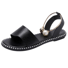 Load image into Gallery viewer, Elegant White Women Fashion Sandals Solid Round Toe Pearl Buckle Casual Sandals Shoes New Summer Outdoor Non-slip Flip Flop Dressy Sandals Cute Round Toe Strappy Wedding Shoes